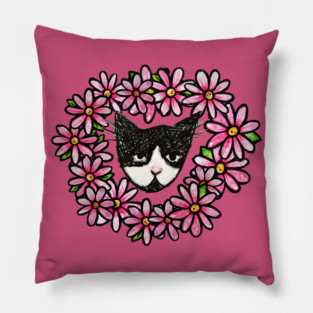 Tuxedo Kitty Cat Love Pillow