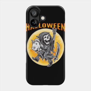 Death Reaper on a Toy Unicorn Funny Halloween Phone Case