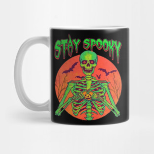 Stay Spooky Funny Halloween Skull Spooky Skeleton Custom Mug