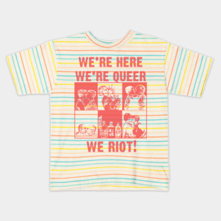We're Here We're Queer We Riot!  - Vintage Queer Art Kids T-Shirt