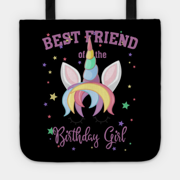 Best Friend of the Birthday Girl! Unicorn Face print Gift Tote by creative