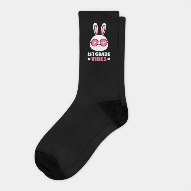 First 1st Grade Vibes Rabbit Bunny Lover for Kids Happy First Day of School Socks by Tshirtiz