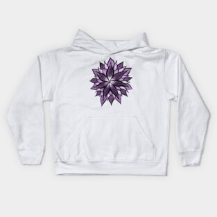 Purple Mandala Like Ink Drawn Abstract Flower Kids Hoodie