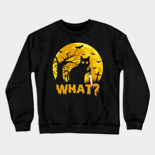 Cat What Black Cat halloween Crewneck Sweatshirt