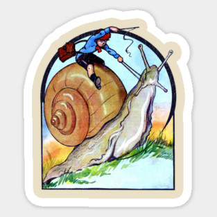 Cottagecore Vintage Little Boy Riding a Garden Snail Fantasy Magnet