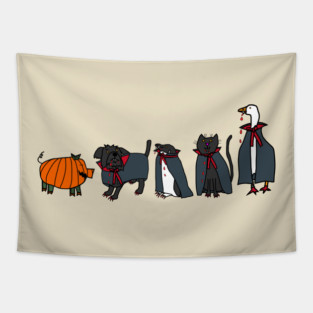 Horror Funny Halloween Vampire Animals Party Tapestry