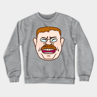 Cartoon Face of Teddy Roosevelt Lauging Crewneck Sweatshirt