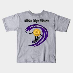 Funny Cardano Coin Surfer riding Wave Crypto Kids T-Shirt