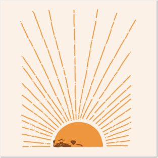 Abstract Sunrise Pug Posters and Art