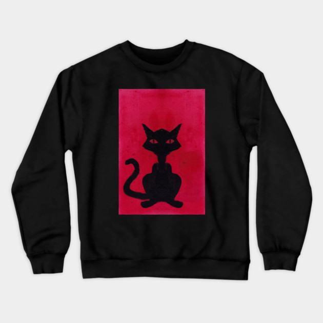 BLACK CAT Crewneck Sweatshirt by droidmonkey