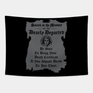 Haunted Mansion Death Certificate Tapestry