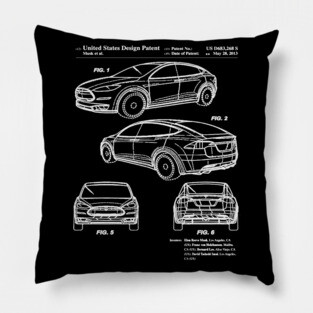 Tesla Model X Patent White Pillow