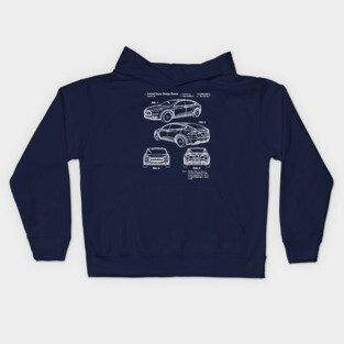 Tesla Model X Patent White Kids Hoodie