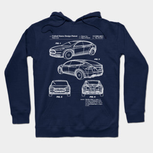 Tesla Model X Patent White Hoodie