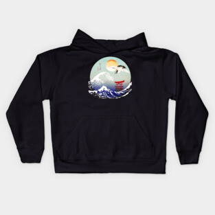 The Great Wave Japanese Crane Kids Hoodie