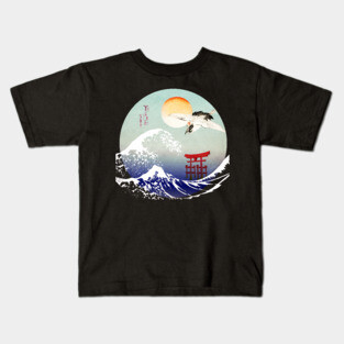The Great Wave Japanese Crane Kids T-Shirt