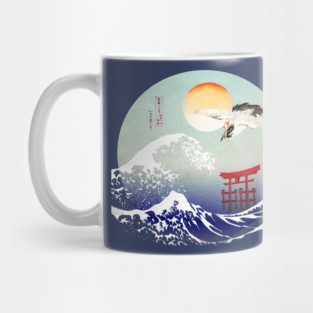 The Great Wave Japanese Crane Mug