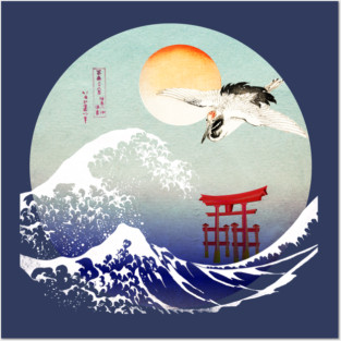 The Great Wave Japanese Crane Posters and Art