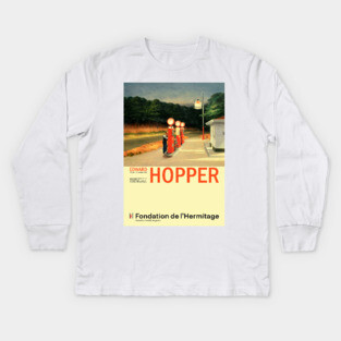 Edward Hopper - Gas - Minimalist Exhibition Art Poster Kids Long Sleeve T-Shirt