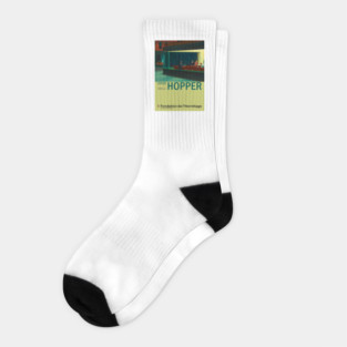 Edward Hopper - Nighthawks - Minimalist Exhibition Art Poster Socks