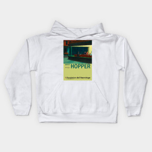 Edward Hopper - Nighthawks - Minimalist Exhibition Art Poster Kids Hoodie