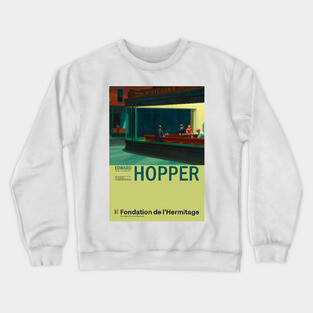 Edward Hopper - Nighthawks - Minimalist Exhibition Art Poster Crewneck Sweatshirt