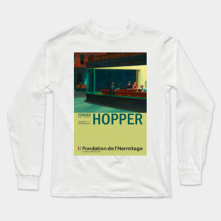 Edward Hopper - Nighthawks - Minimalist Exhibition Art Poster Long Sleeve T-Shirt