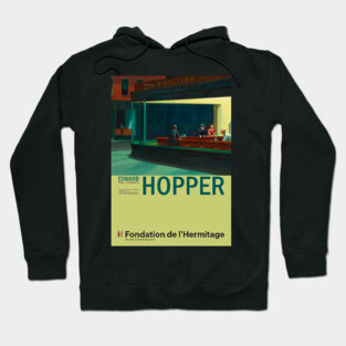 Edward Hopper - Nighthawks - Minimalist Exhibition Art Poster Hoodie