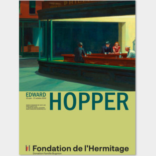 Edward Hopper - Nighthawks - Minimalist Exhibition Art Poster Posters and Art