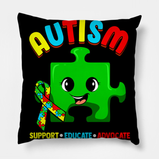 Autism Awareness Support Educate Advocate Cute design Pillow by creative