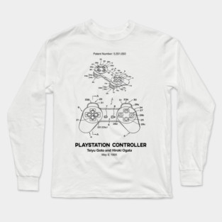 Playstation Controller Patent Black Long Sleeve T-Shirt