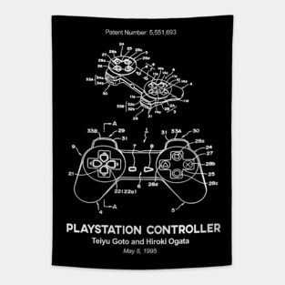 Playstation Controller Patent White Tapestry