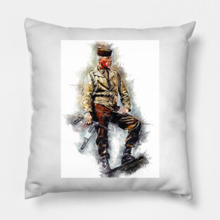 Lee Marvin Unique World War 2 Movie Watercolor Portrait Pillow