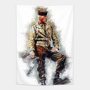 Lee Marvin Unique World War 2 Movie Watercolor Portrait Tapestry