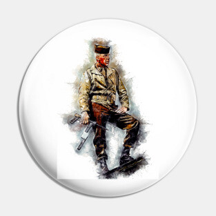 Lee Marvin Unique World War 2 Movie Watercolor Portrait Pin