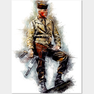 Lee Marvin Unique World War 2 Movie Watercolor Portrait Posters and Art