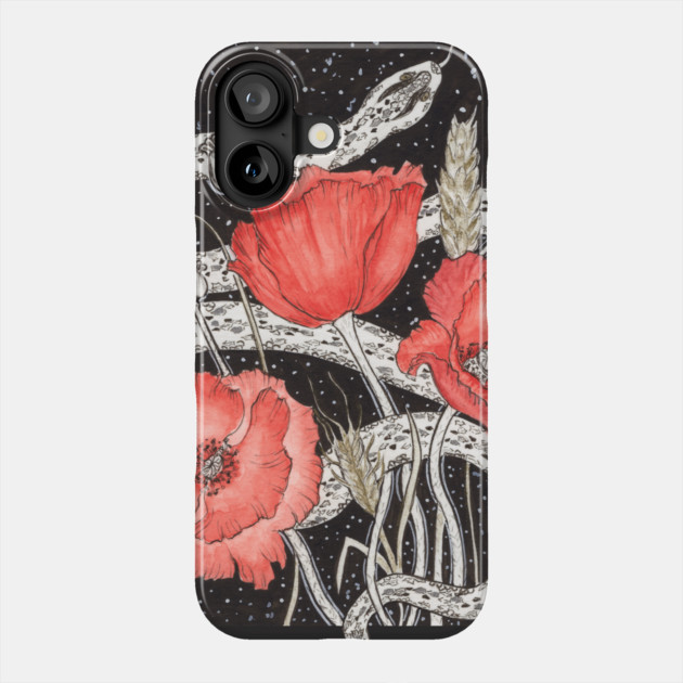 Demeter Symbols. Snake, Red Poppies and Cereals Phone Case by paintingbetweenbooks
