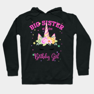 Big Sister of the Birthday Girl! Unicorn Face Theme Gift graphic Hoodie