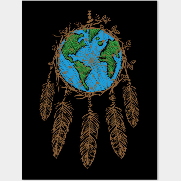 Earth Dream Catcher Shield T-Shirt Gift for Earth Day Wall Art by creative