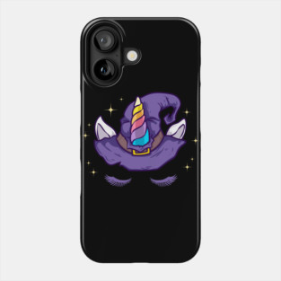 Unicorn Face with Long Lashes Witch Hat Characters Phone Case