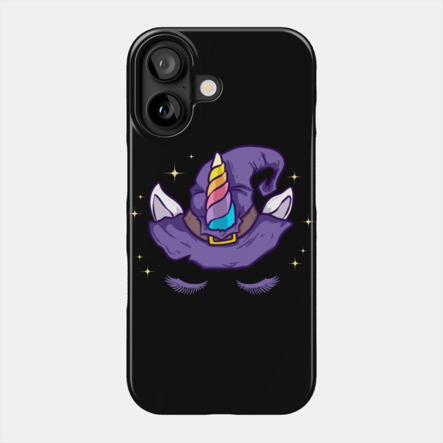 Unicorn Face with Long Lashes Witch Hat Characters Phone Case by creative