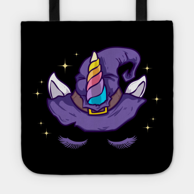 Unicorn Face with Long Lashes Witch Hat Characters Tote by creative