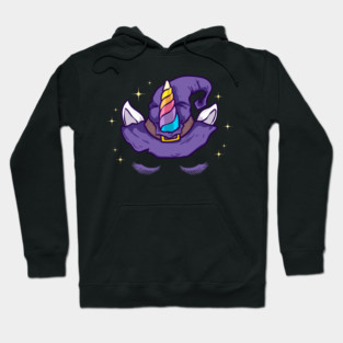 Unicorn Face with Long Lashes Witch Hat Characters Hoodie