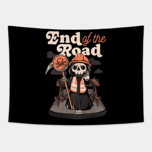 End of the Road  - Funny Skull Grim Reaper Gift Tapestry