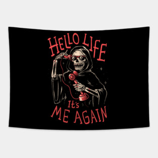 Death Call - Funny Grim Reaper Skull Death Gift Tapestry