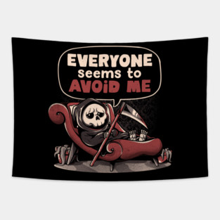 Death Issues - Funny Halloween Skull Grim Reaper Gift Tapestry