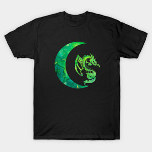 Green Crescent Moon and Dragon T-Shirt