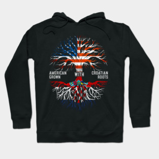 American Grown With Croatian Roots Tree Croatia Flag Hoodie