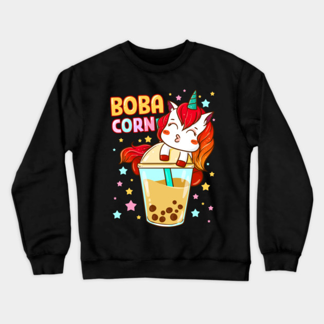 Boba Tea Bubble Tea Cute Kawaii Unicorn Gift design Crewneck Sweatshirt by creative
