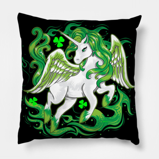 Irish Unicorn Saint Patrick Day Pillow by creative